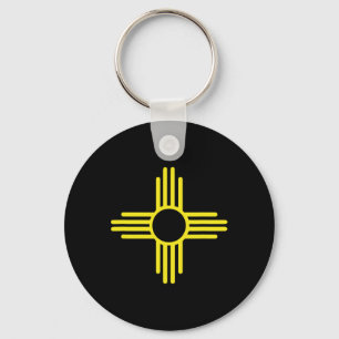 Vintage-Flagge New Mexico Zia Sonne Retro abgenutz Schlüsselanhänger