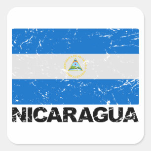 Vintage Flagge Nicaraguas Quadratischer Aufkleber