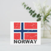 Vintage Flagge Norwegens Postkarte (Stehend Vorderseite)