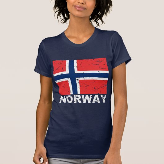 Vintage Flagge Norwegens T-Shirt (Vorderseite)