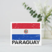 Vintage Flagge Paraguays Postkarte (Stehend Vorderseite)