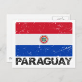 Vintage Flagge Paraguays Postkarte (Vorne/Hinten)