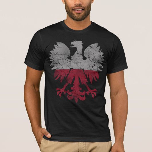 Vintage Flagge Polens Weißadler T-Shirt (Vorderseite)