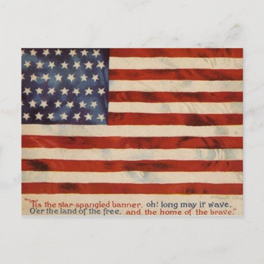 Vintage Flagge Postkarte (Vorderseite)