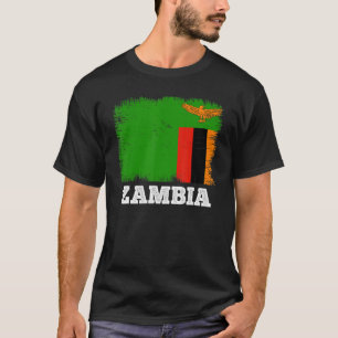 Vintage Flagge Sambias Länderrückenflagge Sambia T-Shirt