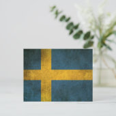 Vintage Flagge Schwedens Postkarte (Stehend Vorderseite)