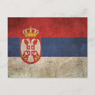 Vintage Flagge Serbiens mit Abnutzungseffekten Postkarte