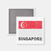 Vintage Flagge Singapurs Magnet (Vorderseite/Rückseite)