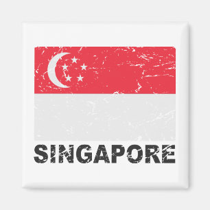 Vintage Flagge Singapurs Magnet