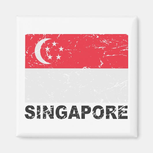 Vintage Flagge Singapurs Magnet (Vorne)