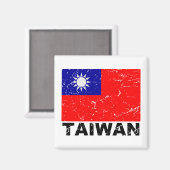 Vintage Flagge Taiwans Magnet (Vorderseite/Rückseite)