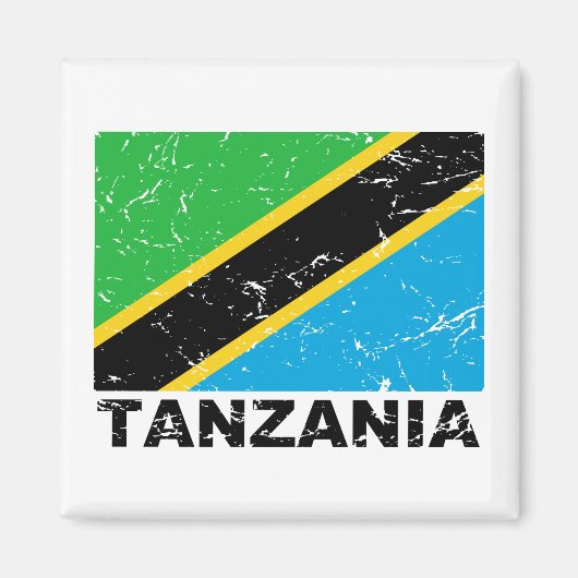 Vintage Flagge Tansanias Magnet (Vorne)
