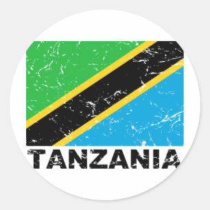 Vintage Flagge Tanzanias Runder Aufkleber