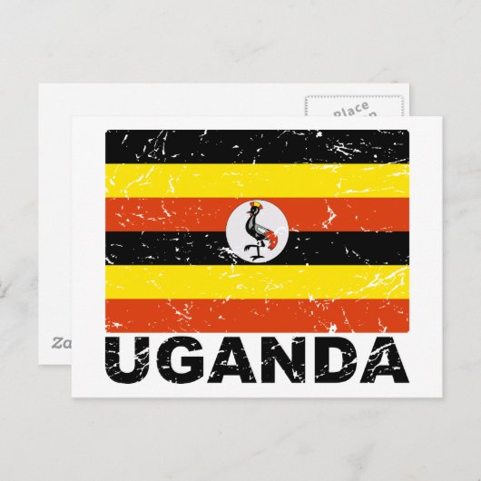 Vintage Flagge Ugandas Postkarte (Vorne/Hinten)