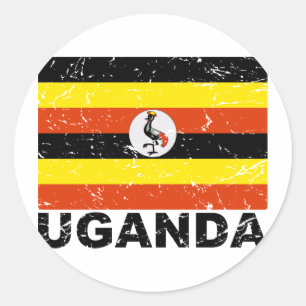 Vintage Flagge Ugandas Runder Aufkleber