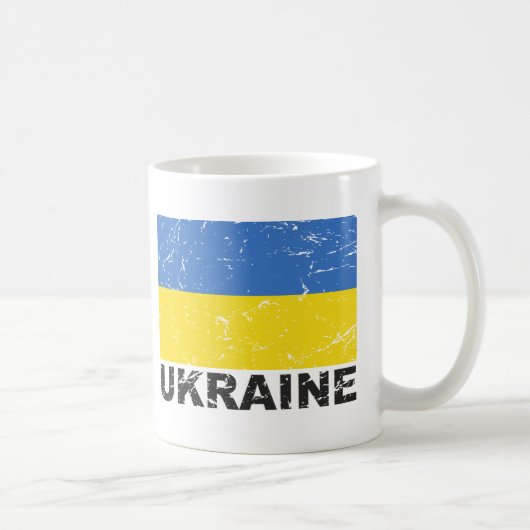 Vintage Flagge Ukraine Kaffeetasse (Rechts)
