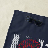 Vintage Flagge und Lacrosse Bats Personalisiert Strandtuch (Beispiel)