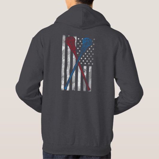 Vintage Flagge und Lacrosse Hoodie (Rückseite)