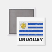 Vintage Flagge Uruguays Magnet (Vorderseite/Rückseite)