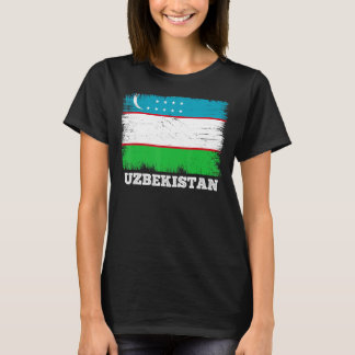 Vintage Flagge Usbekistans Länderrücksichtflagge U T-Shirt