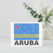 Vintage Flagge von Aruba Postkarte (Stehend Vorderseite)