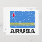 Vintage Flagge von Aruba Postkarte (Vorne/Hinten)