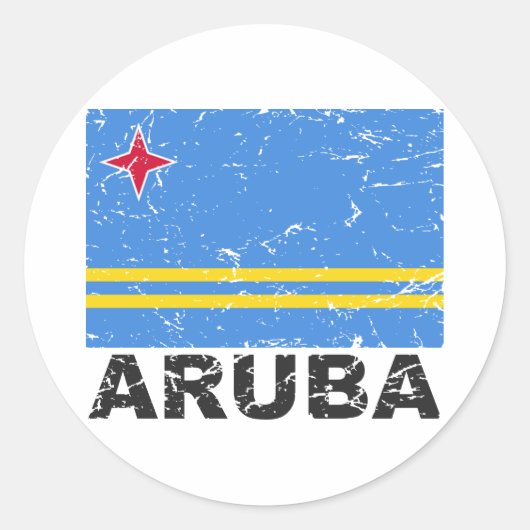 Vintage Flagge von Aruba Runder Aufkleber (Vorderseite)