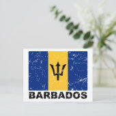 Vintage Flagge von Barbados Postkarte (Stehend Vorderseite)
