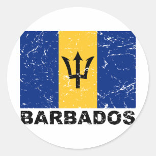 Vintage Flagge von Barbados Runder Aufkleber