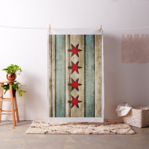 Vintage-Flagge von Chicago im abgenutzten Holz-Loo Stoff