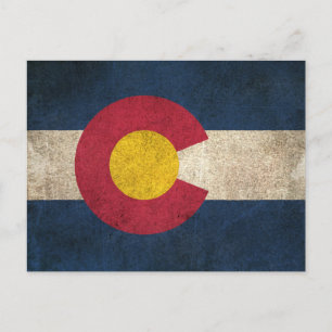 Vintage Flagge von Colorado mit Abnutzungsspuren Postkarte