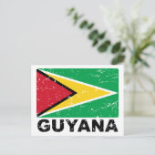 Vintage Flagge von Guyana Postkarte (Stehend Vorderseite)