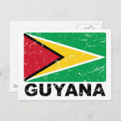 Vintage Flagge von Guyana Postkarte (Vorne/Hinten)