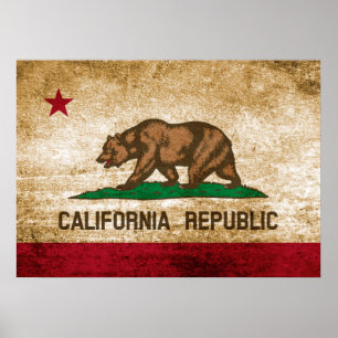 Vintage Flagge von Kalifornien Poster
