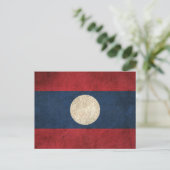 Vintage Flagge von Laos Postkarte (Stehend Vorderseite)