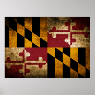 Vintage Flagge von Maryland Poster
