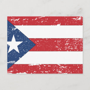 Vintage-Flagge von Puerto Rico Postkarte
