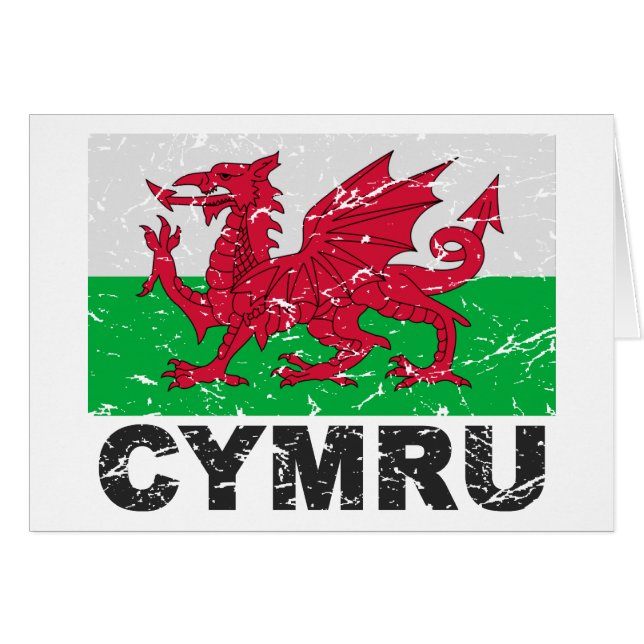 Vintage Flagge Wales CYMRU (Vorderseite (Horizontal))