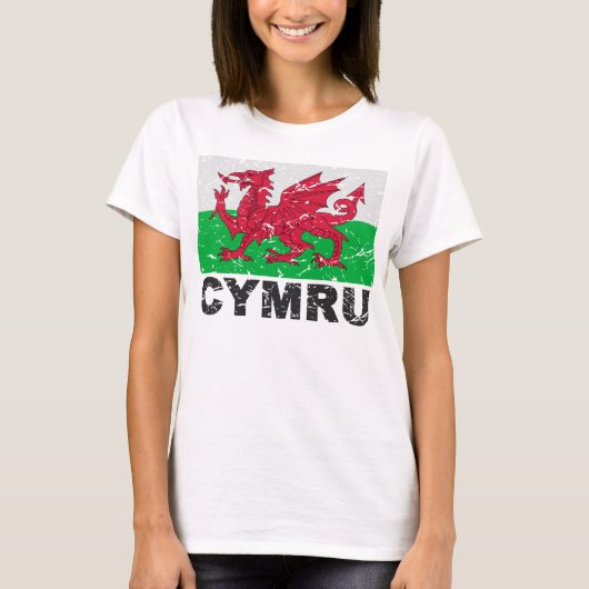 Vintage Flagge Wales CYMRU T-Shirt (Vorderseite)