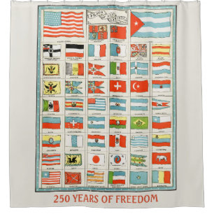 Vintage Flaggen aller Nationen - Bildungsposter Duschvorhang