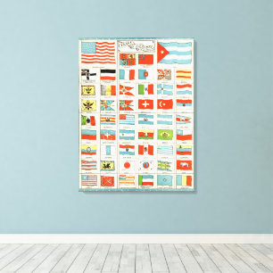 Vintage-Flaggen aller Nationen - Bildungsposter Leinwanddruck