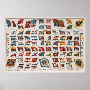 Vintage Flags of The World Illustration (1892) Poster