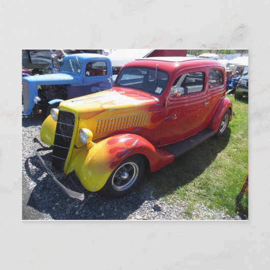 Vintage Flame Auto Postkarte (Vorderseite)