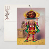 Vintage Flaming Weihnachtspudding Postkarte (Vorne/Hinten)