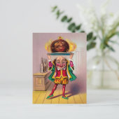 Vintage Flaming Weihnachtspudding Postkarte (Stehend Vorderseite)