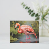 Vintage Flamingo AI-Art Malerei Postkarte (Stehend Vorderseite)