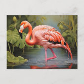 Vintage Flamingo AI-Art Malerei Postkarte (Vorderseite)