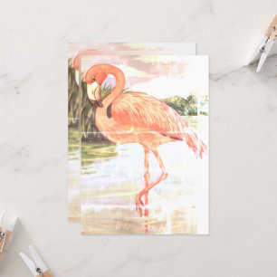 Vintage Flamingo Art End of Summer Geburtstagspart Einladung