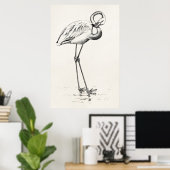 Vintage Flamingo Bird Antique Bird-Vorlage Poster (Heimbüro)