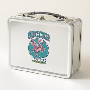 Vintage-Flamingo-Fußballspieler-Grafik-Shirt_1 Metall Brotdose